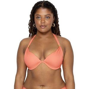 Smart & Sexy Women's Standard Swim Secret Mega Push-up Halter Bikini Top, Peach Luster, 32C