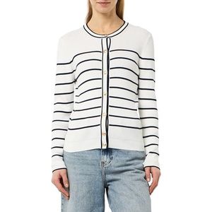 GANT Geribbeld Breton Cardigan, crème, M