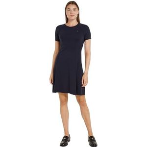 Tommy Hilfiger Midi-jurk voor dames, korte mouwen, Blauw (Desert Sky), XXS