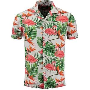 Overhemd - Bloemenprint - Viscose - Regular Fit - Halve Mouw