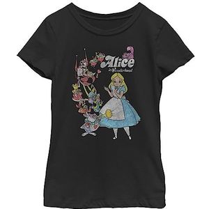Disney girls Disney Alice in Wonderland Group Surrounds Alice Standard T-shirt T-shirt, zwart, XS US, zwart, XS