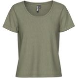 T-shirt - Effen - Jersey - Ronde Hals - Kwartmouw