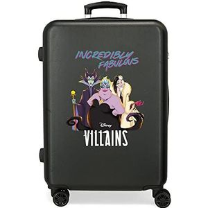 Disney Villains Incredibly Fabulous koffer, middelgroot, zwart, 46 x 65 x 23 cm, vaste ABS-combinatiesluiting, zijkant 56 l, 3 kg, 4 dubbele wielen, Zwart, Eén maat, Middelgrote koffer