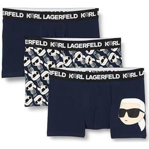 KARL LAGERFELD Heren Ikonik 2.0 Boxers (Set van 3), Blauw/Roze, L