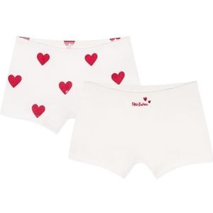 Shorties - Set van 2 - Effen en Hartjesprint - Stretchmateriaal - Meisjes