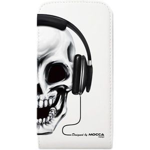 Mocca Design Skull Music Flip Case van kunstleer voor Samsung Galaxy S2, wit