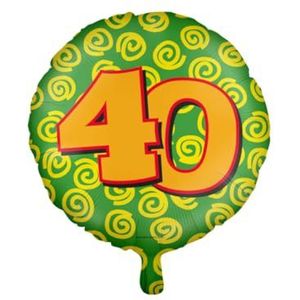 PD-Party 7042124 Gelukkig Folie Ballonnen Happy Balloons Viering Feest Decoraties - 40 Jaren, Groen/Geel, 46cm Lengte x 46cm Breedte x 46cm Hoogte