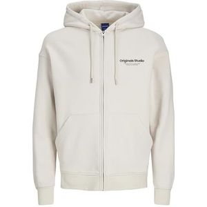 JACK&JONES PLUS Jorvesterbro Sweat Zip Hood Noos Pls, maanbeam, 5XL grote maten