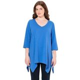Ulla Popken - Shirt - Blauw - Jersey - Driekwart Mouw - V-hals