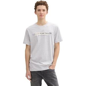 TOM TAILOR Denim Heren T-shirt, 15398 - Light Stone Grey Melange, L