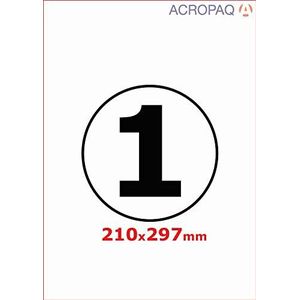 Acropaq Labels etiketten, A4, 210 x 297 mm, wit, 100 stuks