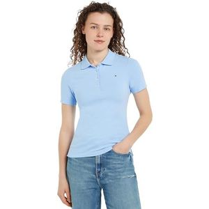 Tommy Hilfiger Dames 1985 Slim Pique Polo SS WW0WW43225 S/S Polo, Vessel Blue, L, Blauw (Vessel Blue), L