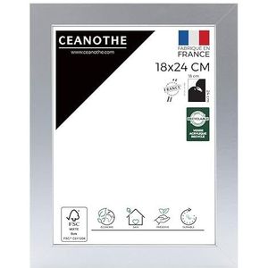 Ceanothe Fotolijst voor foto's 18 x 24 cm, poster, poster of document, uit houtvezel, brede en vlakke lijsten, zilver, Frans merk
