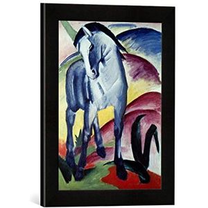 Ingelijste afbeelding van Franz Marc Blue Pferd I, kunstdruk in hoogwaardige handgemaakte fotolijst, 30 x 40 cm, mat zwart