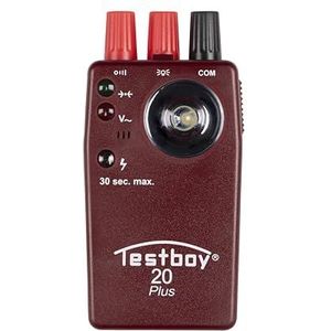 Testboy 20 Plus externe spanningsbeveiligde continuïteitstester CAT II 300 V, elektrisch gereedschap (contactloze spanningssensor, krachtige LED-zaklamp, in seconden), rood