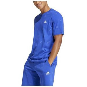 adidas Heren Seasonal Essentials Monogram Graphic Tee, semi lucid blue, L