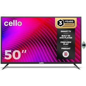 Cello C5024WSF 50"" inch FULL HD SMART/DVD TV geïntegreerde DVD-speler drievoudige tuner Bluetooth supersnel besturingssysteem ""WebOS by LG"" Disney+ Netflix Prime Made in Europe [2024], SMART DVD