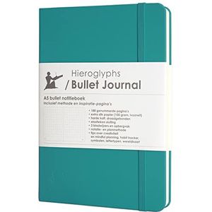 Hieroglyphs Bullet Journal/Notitieboek A5 Dotted - met Nederlandstalige Methode - 189 Genummerde Pagina's - 100g/m2 Papier - opbergvak, drie leeswijzers, elastieken sluiting