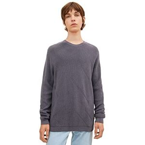 TOM TAILOR Denim Uomini Gebreide trui met structuur 1032325, 29476 - Coal Grey, S