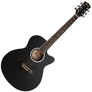 TIGER ACG1-BK-SM Acoustic Steel String Guitar - Matte Charcoal Black - Full Size Small Body Parlour Guitar for Ages 12+ Now Including 6 Months Free Lessons