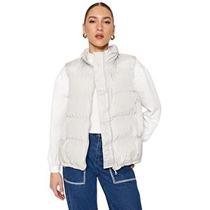 Trendyol Vrouwen Regular Puffer Staande kraag Geweven Vest, Steen, M