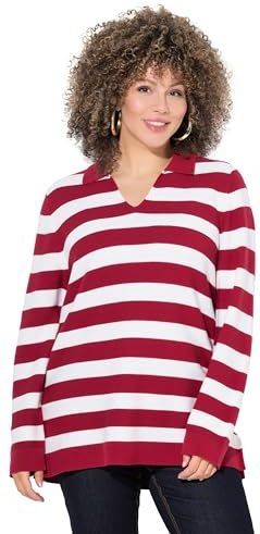 Ulla Popken Trui  robijnrood / wit