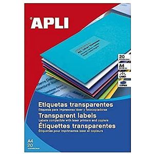 APLI 1225 - Doorschijnende weerbestendige etiketten 210,0 x 297,0 mm 20 vellen