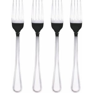 Set van 4 vorken van staal 18/10, zilver glanzend, antiek