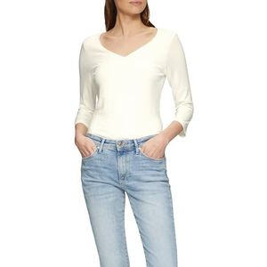 s.Oliver - T-shirt - Ivoor - Lyocell - Manches 3/4, Col in V