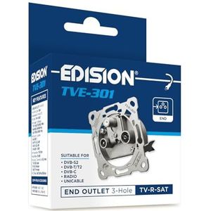 EDISION Antennebus Sat Universal TVE-301, einddoos steek TV-R-SAT inbouw 3-gat, geschikt voor satellietDVB-S2, Unicable, terrestrisch DVB-T/T2, kabel DVB-C, radio, FM, DAB+, DC-pass, 3 uitgangen