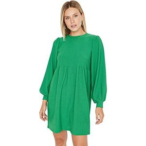 TRENDYOL Dames Woman Maxi Skater ronde hals geweven stof jurk, groen, L