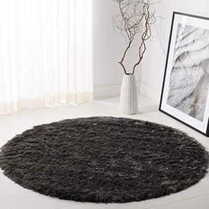 Safavieh Chatham Shag tapijt, handgeweven polyester, rond tapijt, titanium grijs, 152 x 152 cm