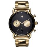 MVMT Chronograaf Quartz Horloge voor mannen met Goudkleurige RVS armband - 28000266-D, Zwart, armband