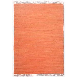 Theko Dhurry Tapijt van 100% katoen, plat weefsel, tapijt, Happy Cotton, handgeweven, kleur: terracotta, 70 x 140 cm