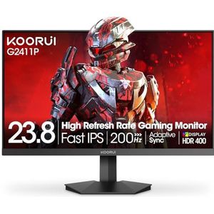 KOORUI G2411P 24 Inch Gaming Monitor,200Hz, IPS, Full-HD 1080P, 1ms, Adaptive Sync, VESA Mountable, HDMI/DP, Low Blue Light, 99% SRGB