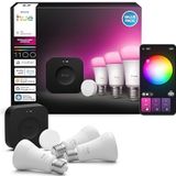 Philips Hue Starterkit: Bridge Pro + Smart button + 3 A60 E27 slimme lampen, White and Color Ambiance, Slimme Licht Hub, Werkt met Apple Home, Amazon Alexa, Google Assistant, Samsung SmartThing
