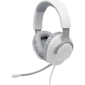 JBL Quantum 100, bedrade over ear gaming headset met afneembare microfoon, compatibel met pc en spelcomputers, in wit