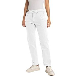 Replay Dames Straight Fit High Waist Jeans Maijke Straight, 001 Optical White, 29W x 28L