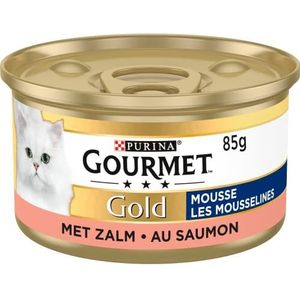 Gourmet Gold Mousse Kattenvoer, Natvoer met Zalm - 24x85g - (24 blikjes; 2,04kg)