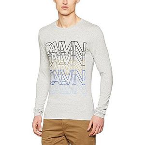 Calvin Klein Jeans Heren Triom Slim Fit Cn Tee L/S shirt met lange mouwen, grijs (Light Grey Heather)., XXL