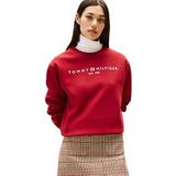 TOMMY HILFIGER - Sweatshirt - Donkerrood - Ronde Hals - Losse Pasvorm