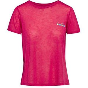 Diadora Dames Workout T-Shirt Berry, Zilver, XS Bovenkleding