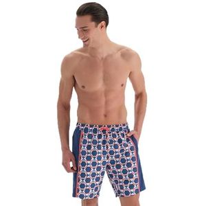 Dagi Heren bedrukte zwemshorts, Salmon - Indigo, M