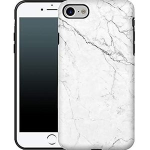 caseable Apple iPhone 7/8/SE (2020) telefoonhoes - premium beschermhoes met schokabsorberende binnenlaag & krasbestendig oppervlak - kleurrijk design & print rondom - White Marble - marmer