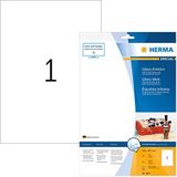 HERMA 8895 hoogglans etiketten voor inkjetprinters A4 (210 x 297 mm, 10 velles, papier, glanzend) zelfklevend, bedrukbaar, permanente klevende stickers, 10 etiketten voor printer, wit