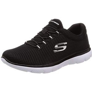 Skechers - 2022 Summits Bungee - Dames Sneaker - Zwart/Wit - Synthetisch