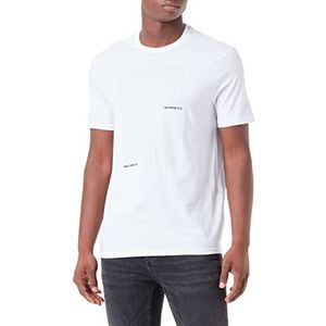 Armani Exchange Heren ronde hals, logo patroon op de voorkant T-shirt, wit, extra klein