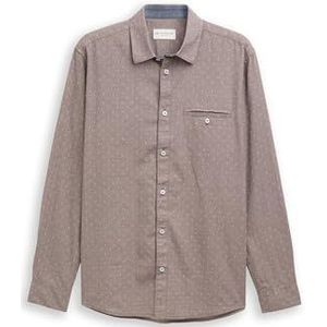 TOM TAILOR heren overhemd, 38959 - Brown Dobby Structuur, XL