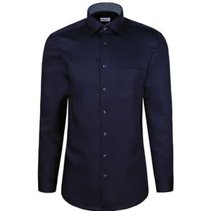 Seidensticker - Businessoverhemd - Donkerblauw - Regular 1/1 Kentkraag - Effen