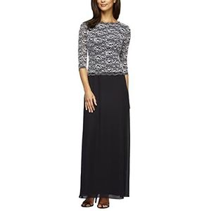 Alex Evenings Women's 3/4 Sleeve Stretch Lace Bodice One Piece Mother of The Bride Dress (Petite and Regular Sizes), Black/White, 10